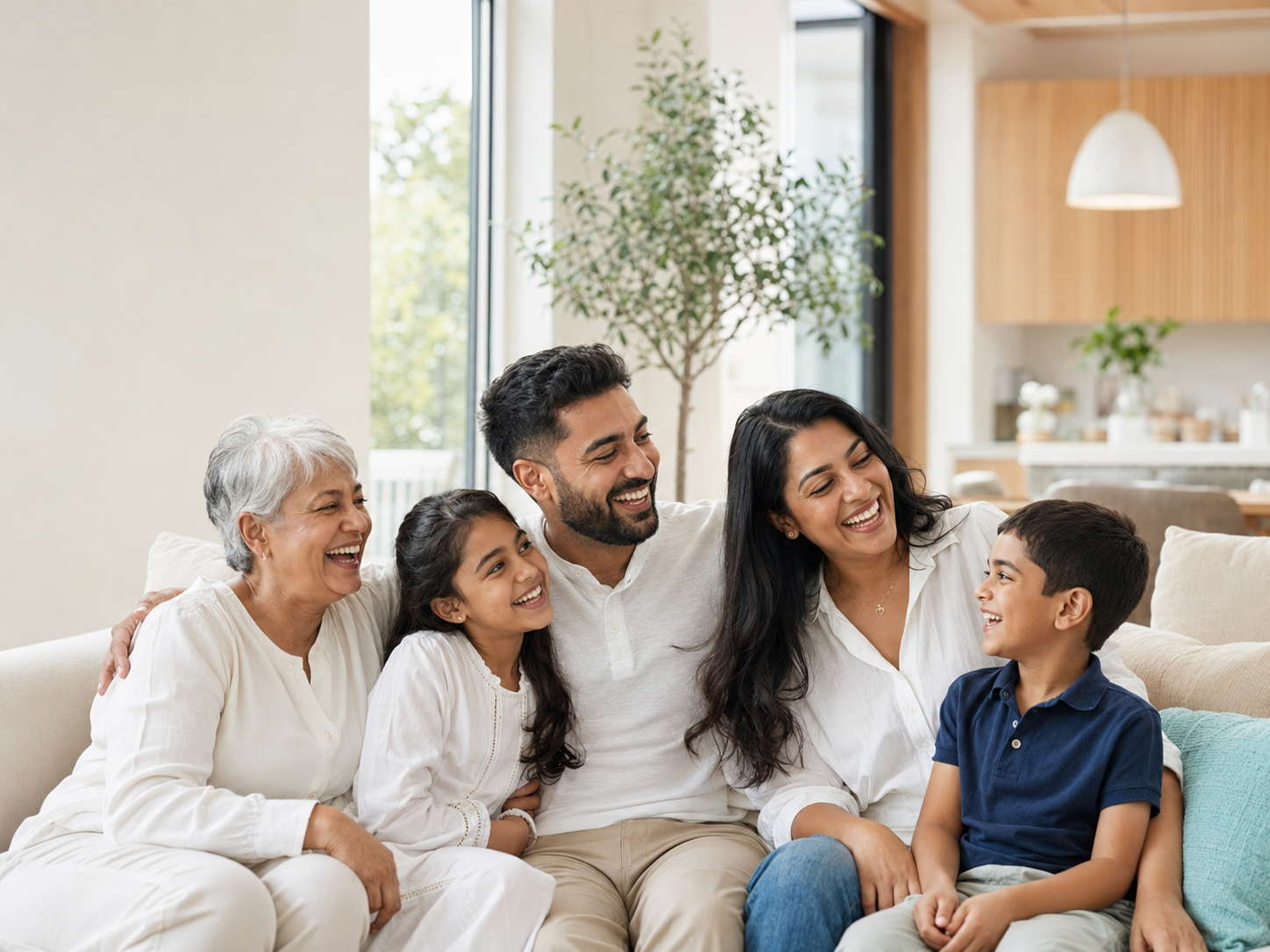 A multigenerational family sharing a happy moment together
